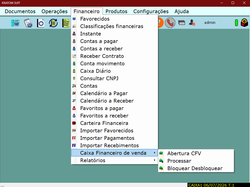 Interface do SuitMix - Tela inicial do sistema
